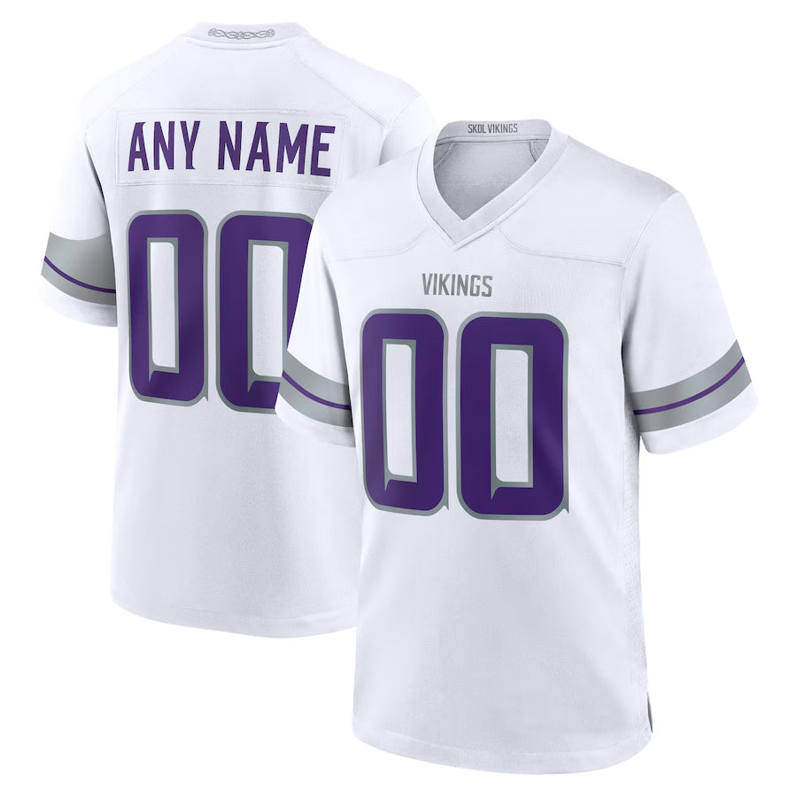 Tlead Custom MN.Vikings White Alternate Game Stitched Jerseys