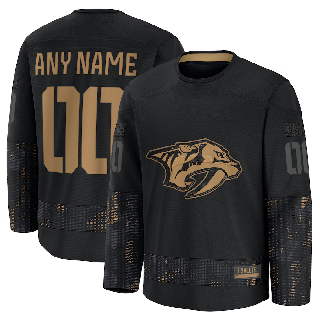 Tlead Custom N.Predators Black 2024 Military Appreciation Practice Jerseys
