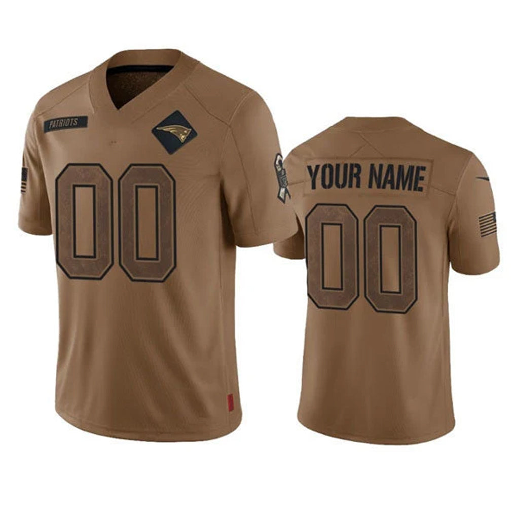 Tlead Custom NE.Patriots Brown Salute To Service Limited Any Name & Numbers Stitched Jerseys