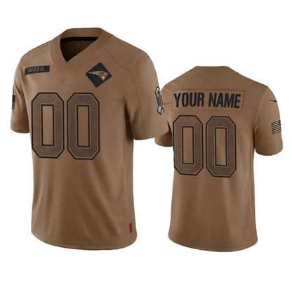 Tlead Custom NE.Patriots Brown Salute To Service Limited Any Name & Numbers Stitched Jerseys