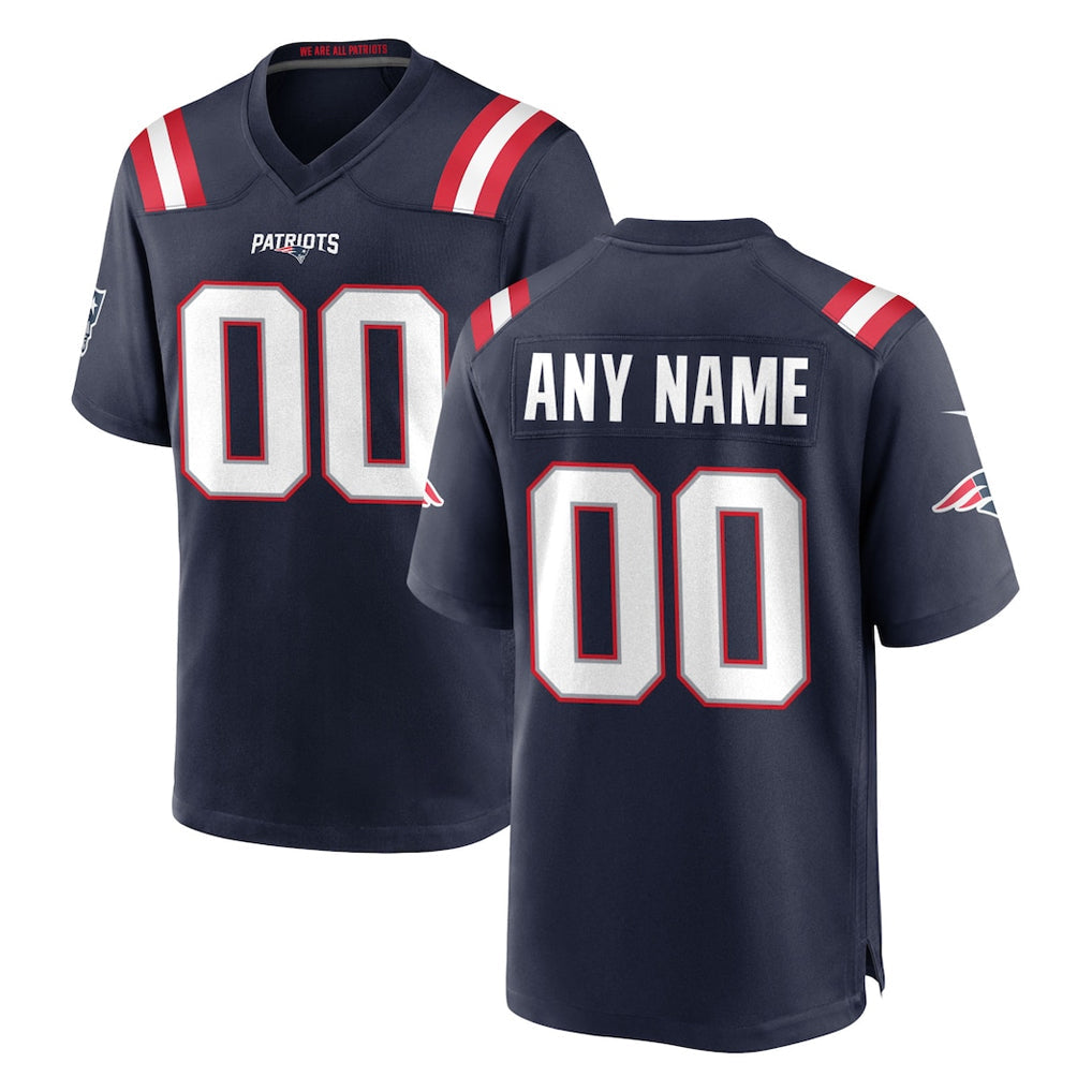Tlead Custom NE.Patriots Navy Home Game Any Name & Numbers Stitched Jerseys