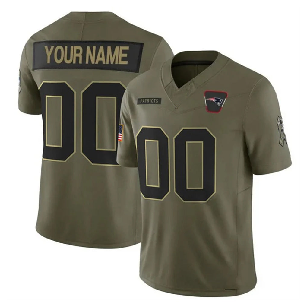 Tlead Custom NE.Patriots Olive 2025 Salute To Service Limited Any Name & Numbers Stitched Jerseys