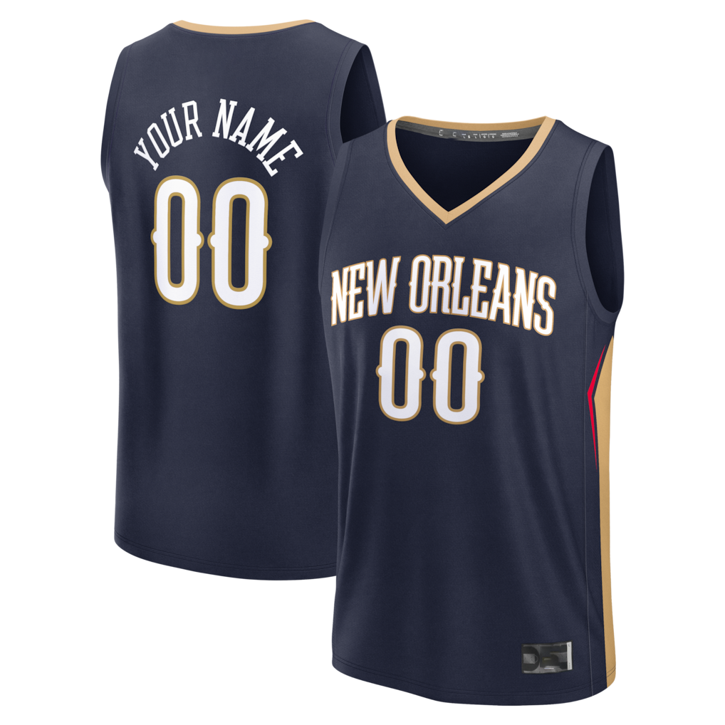 Tlead Custom NO.Pelicans Navy Fast Break Stitched Jerseys- Icon Edition