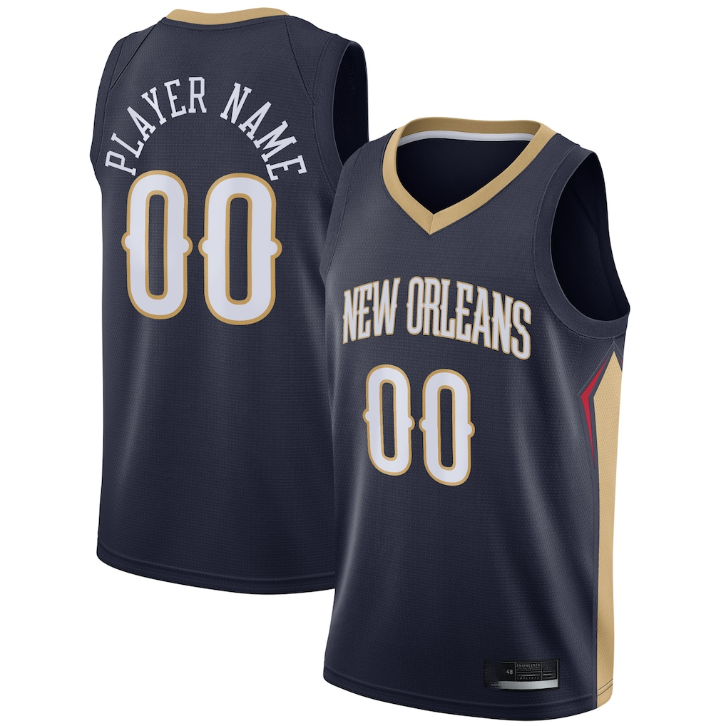Tlead Custom NO.Pelicans Navy Swingman Stitched Jerseys- Icon Edition