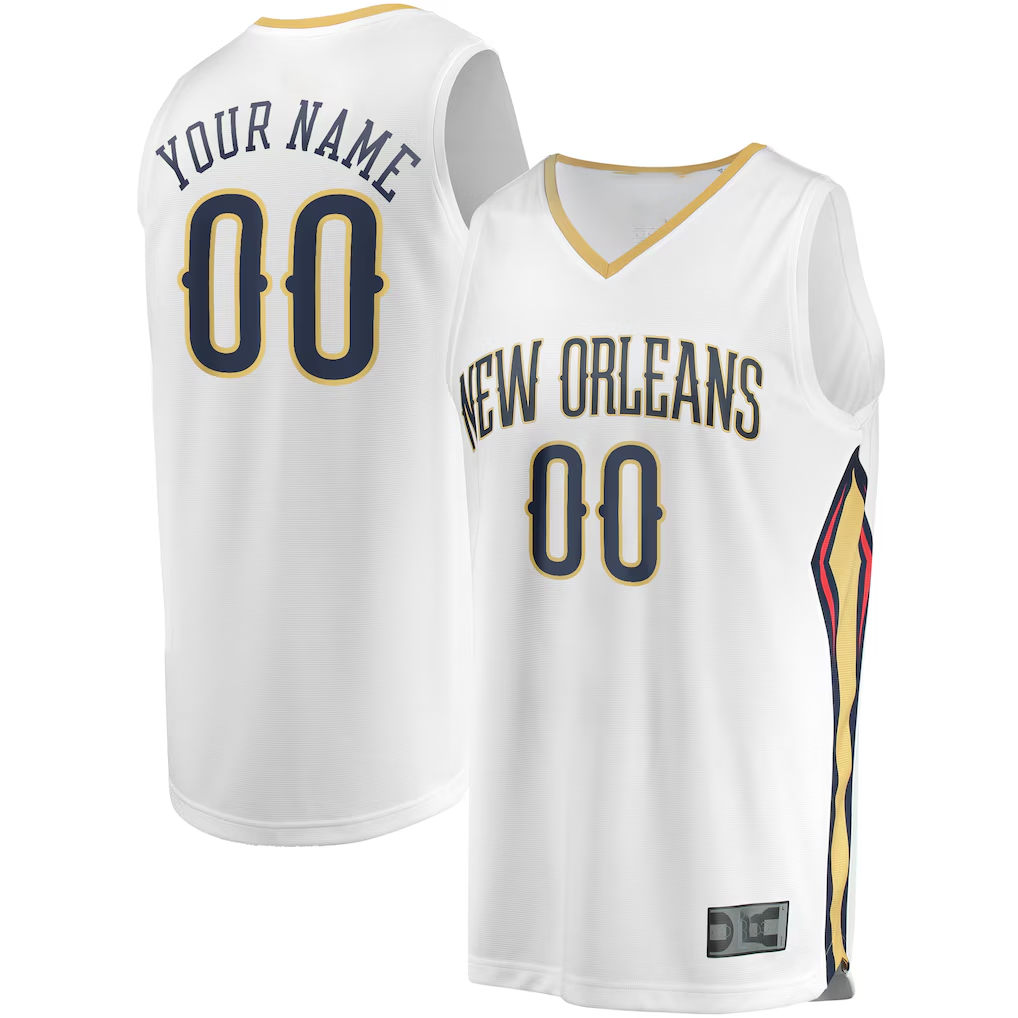 Tlead Custom NO.Pelicans White Fast Break Stitched Jerseys- Association Edition