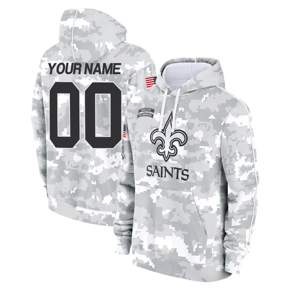 Tlead Custom NO.Saints Arctic Camo Salute to Service Pullover Hoodies Limited Game Any Name & Numbers Stitched Jerseys