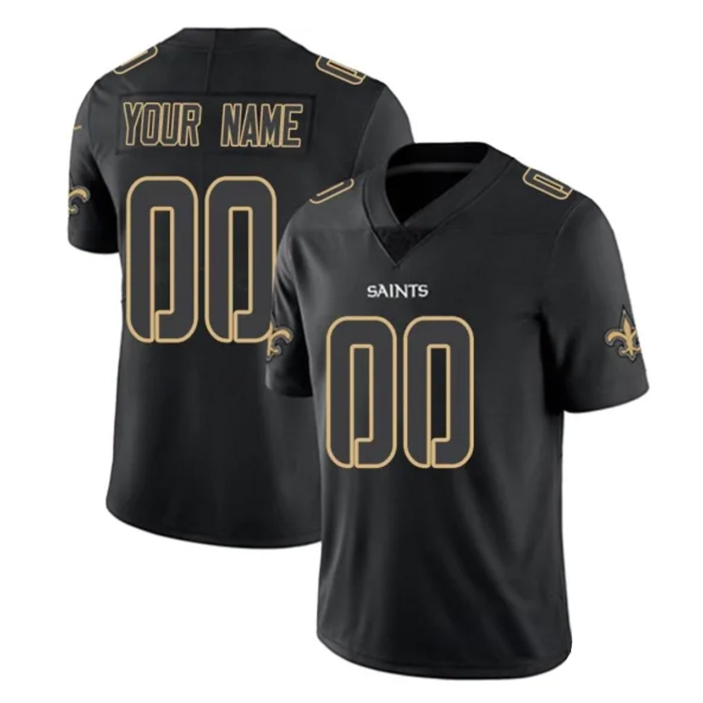 Tlead Custom NO.Saints Black Impact Limited Home Game Any Name & Numbers Stitched Jerseys