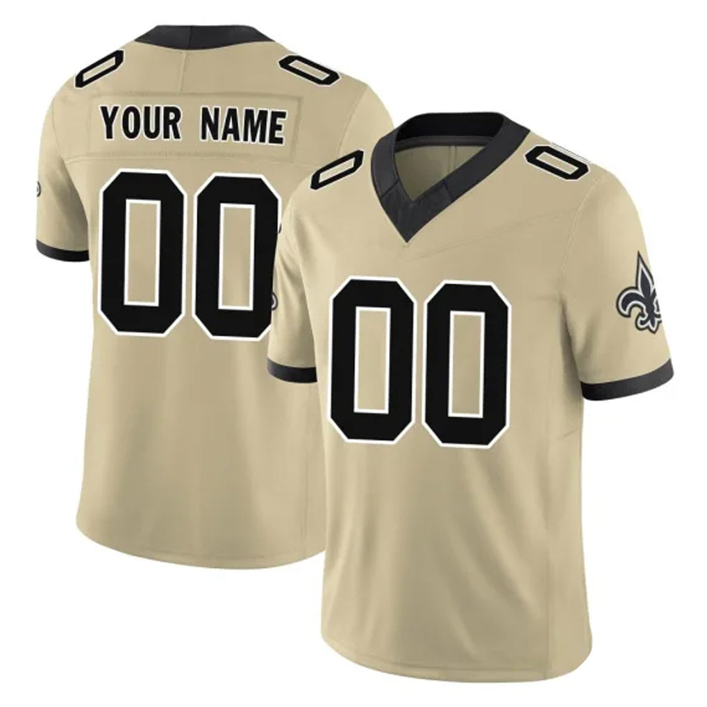 Tlead Custom NO.Saints Gold Limited Vapor F.U.S.E. Home Game Any Name & Numbers Stitched Jerseys