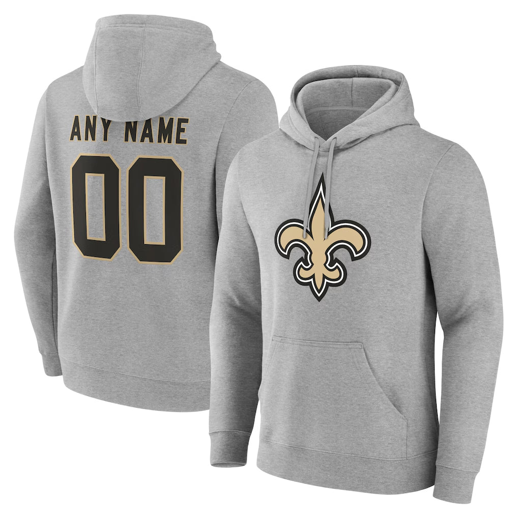 Tlead Custom NO.Saints Gray LOGO Pullover Hoodies Limited Any Name & Numbers Stitched Jerseys