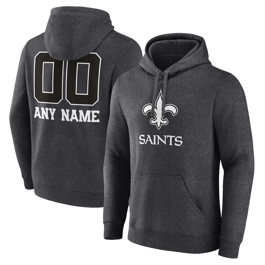 Tlead Custom NO.Saints Gray Pullover Hoodies Limited Any Name & Numbers  Stitched Jerseys