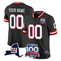 Tlead Custom NY.Giants Black 100th Season & State Patch Vapor Limited Home Game Any Name & Numbers Stitched Jerseys