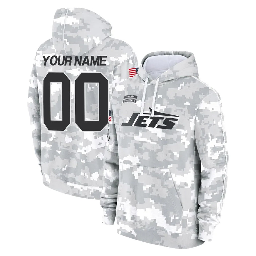 Tlead Custom NY.Jets Arctic Camo Salute to Service Pullover Hoodies Limited Game Any Name & Numbers Stitched Jerseys