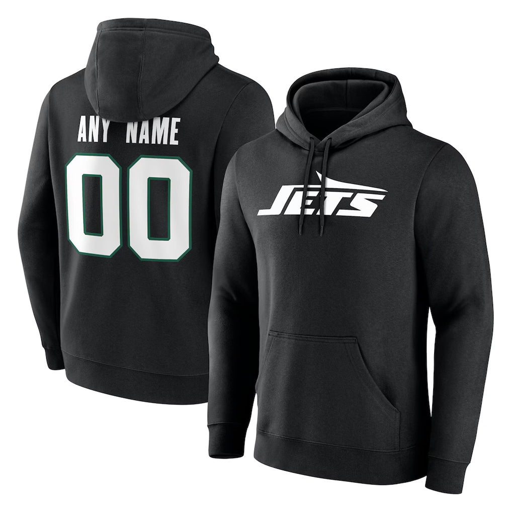 Tlead Custom NY.Jets Black LOGO Pullover Hoodies Limited Game Any Name & Numbers Stitched Jerseys