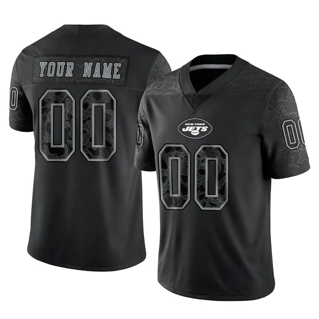 Tlead Custom NY.Jets Black Limited Reflective Home Game Any Name & Numbers Stitched Jerseys
