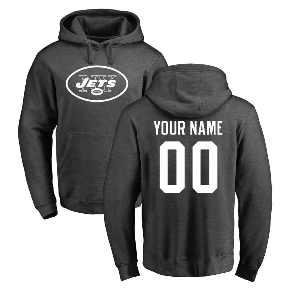 Tlead Custom NY.Jets Gray Pullover Hoodies Limited Game Any Name & Numbers Stitched Jerseys