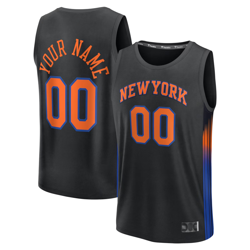Tlead Custom NY.Knicks Black Fast Break Jerseys - Icon Edition