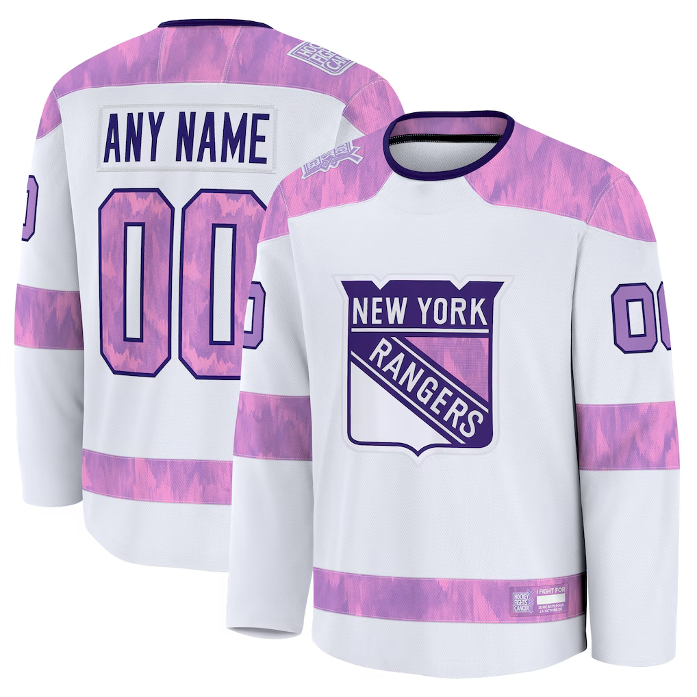 Tlead Custom NY.Rangers White 2024 Hockey Fights Cancer Practice Jerseys