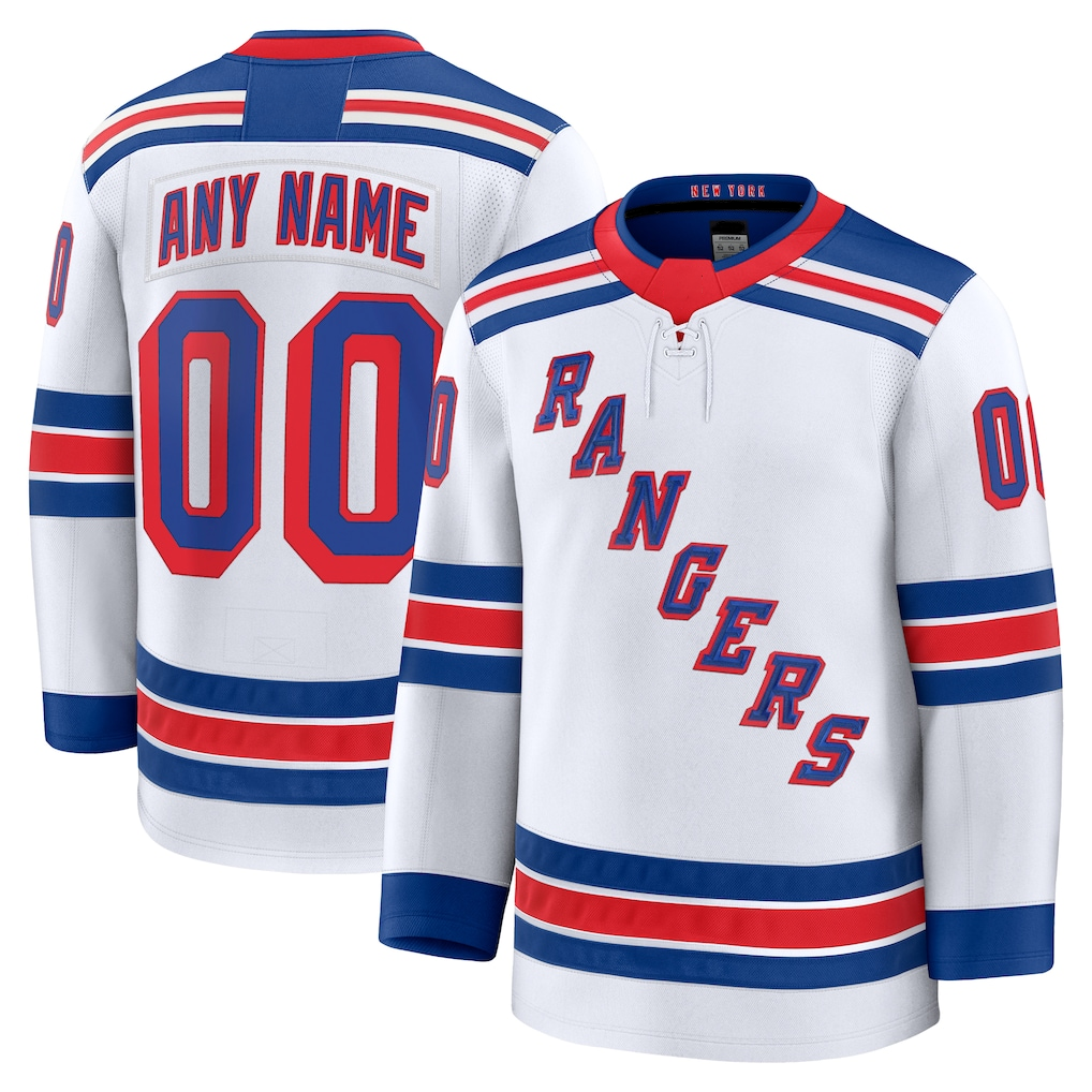 Tlead Custom NY.Rangers White Away Premium Jerseys
