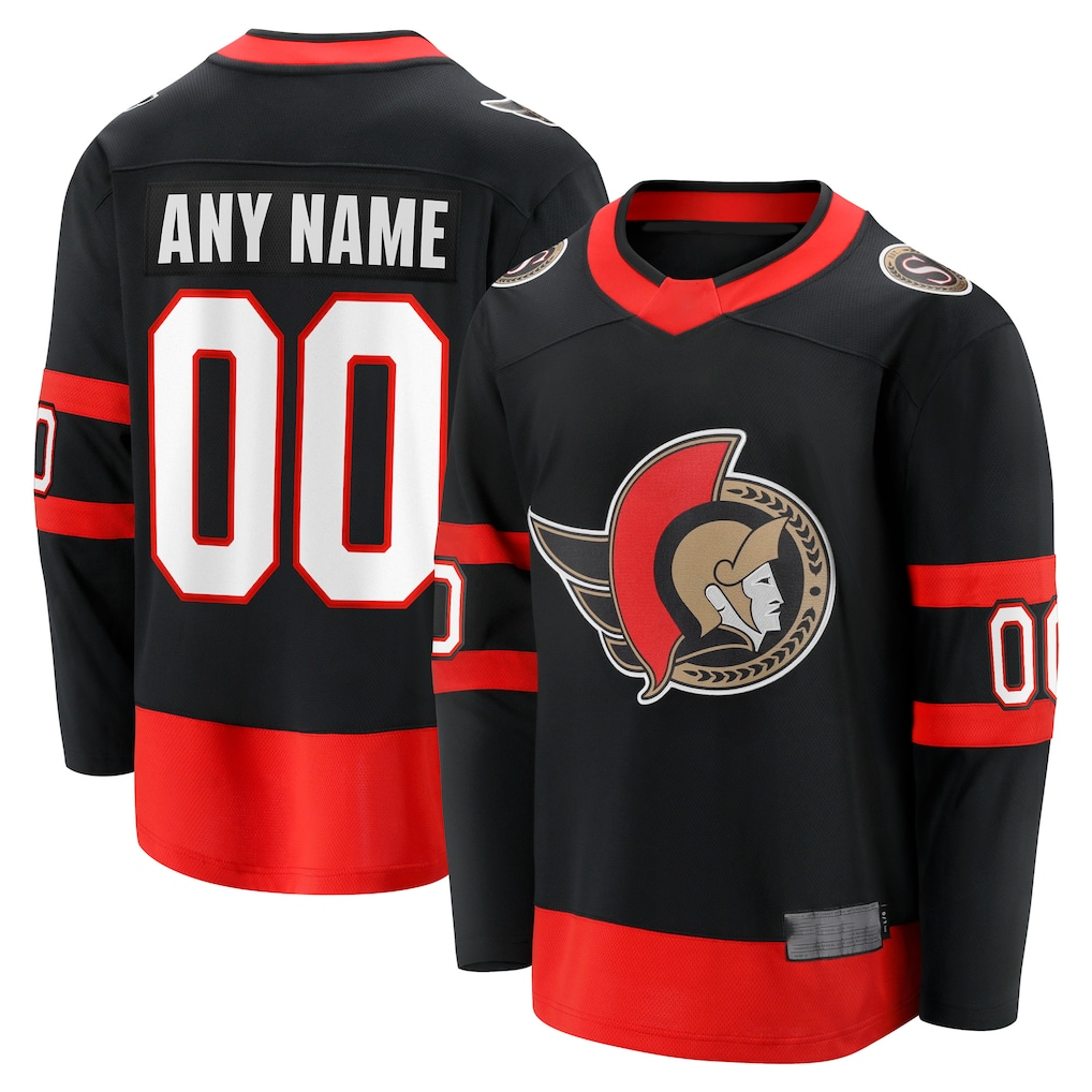 Tlead Custom O.Senators Black Home Breakaway Jerseys