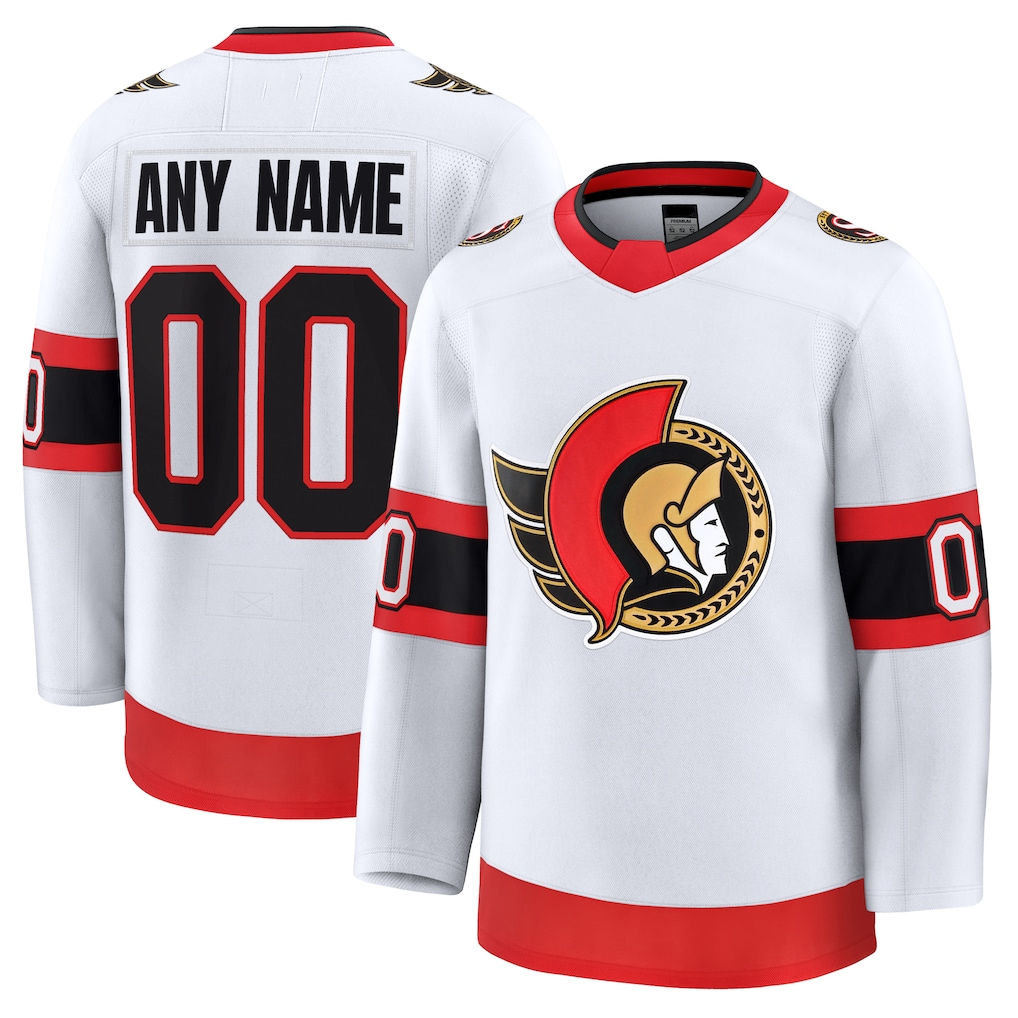 Tlead Custom O.Senators White Away Premium Jerseys