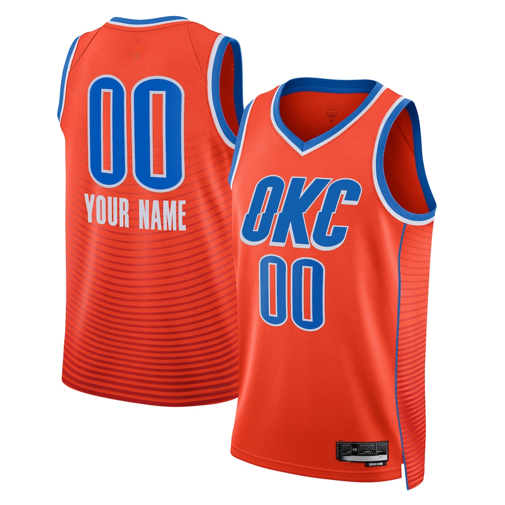 Tlead Custom OC.Thunder Jordan Brand Orange 2022-2023 Swingman Stitched Jerseys - Statement Edition