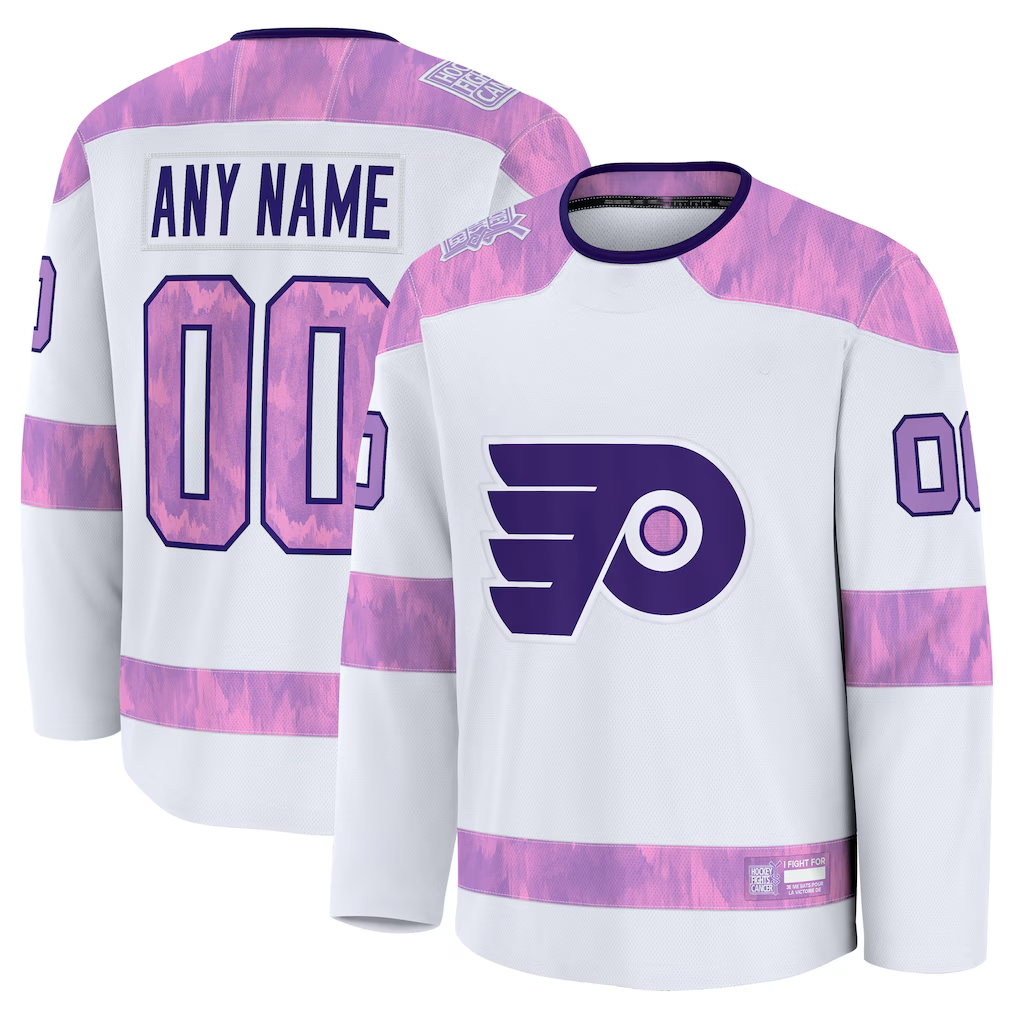 Tlead Custom P.Flyers White 2024 Hockey Fights Cancer Practice Jerseys