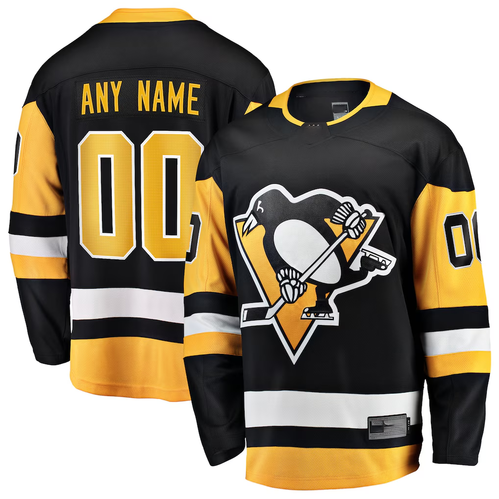 Tlead Custom P.Penguins Black Home Breakaway Jerseys