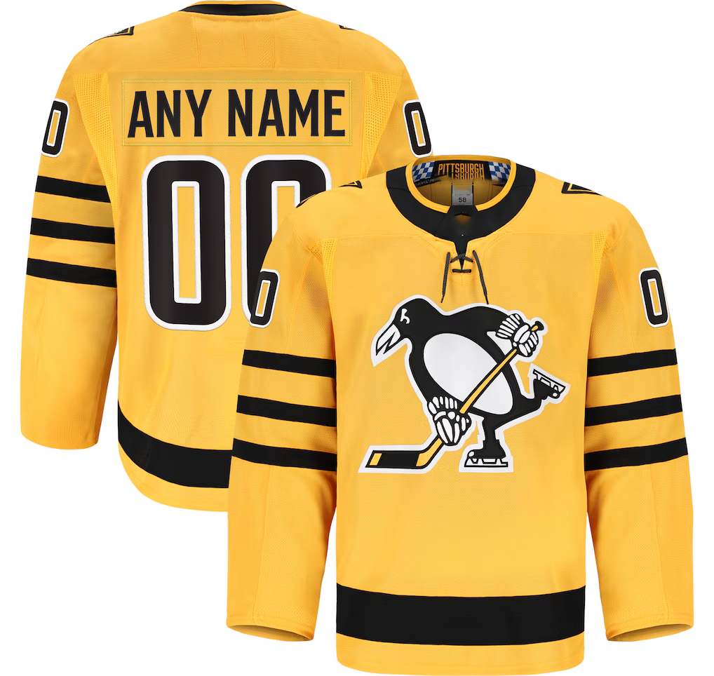 Tlead Custom P.Penguins Gold Alternate Authentic Pro Jerseys