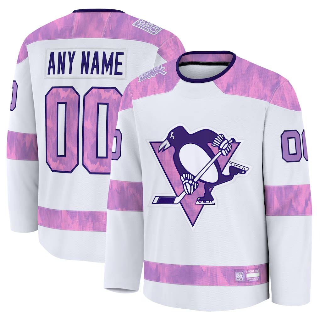 Tlead Custom P.Penguins White 2024 Hockey Fights Cancer Jerseys