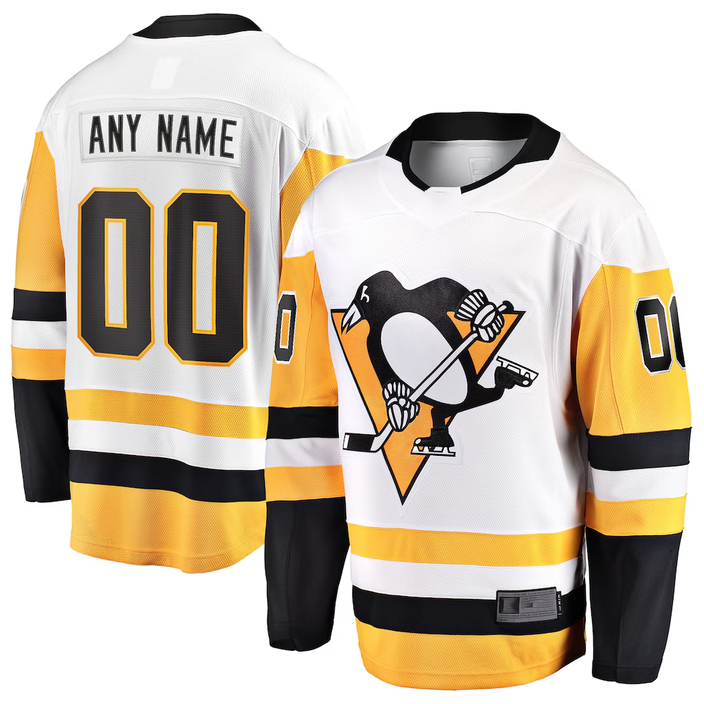 Tlead Custom P.Penguins White Away Breakaway Jerseys