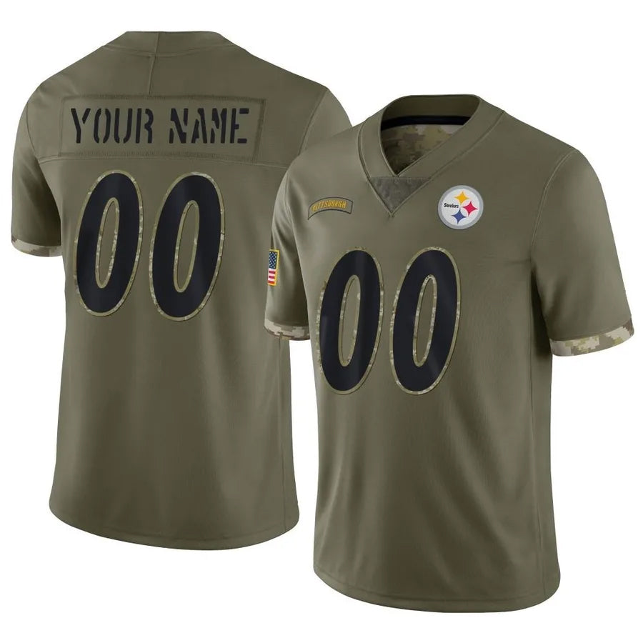 Tlead Custom P.Steelers Salute To Service Limited Olive Stitched Jerseys