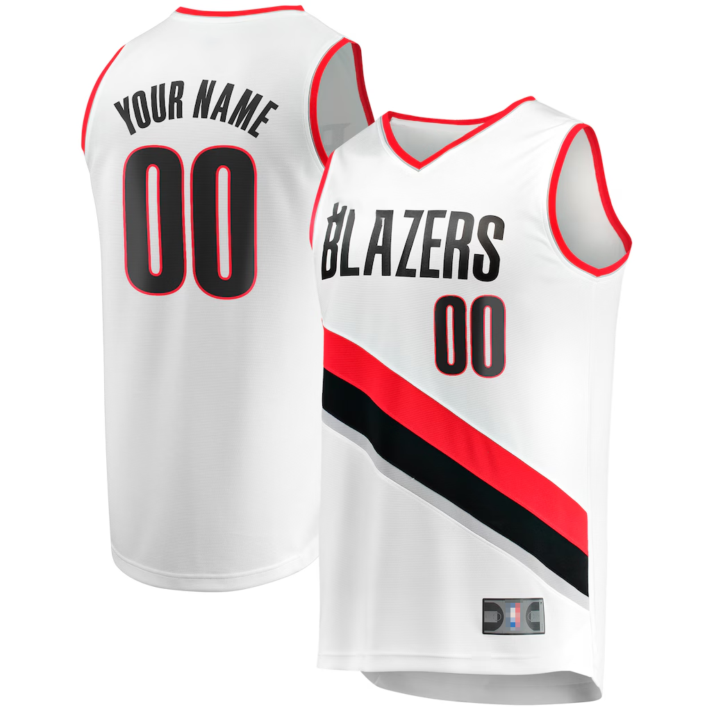 Tlead Custom PT.Blazers Fanatics White Fast Break Replica Jerseys - Association Edition