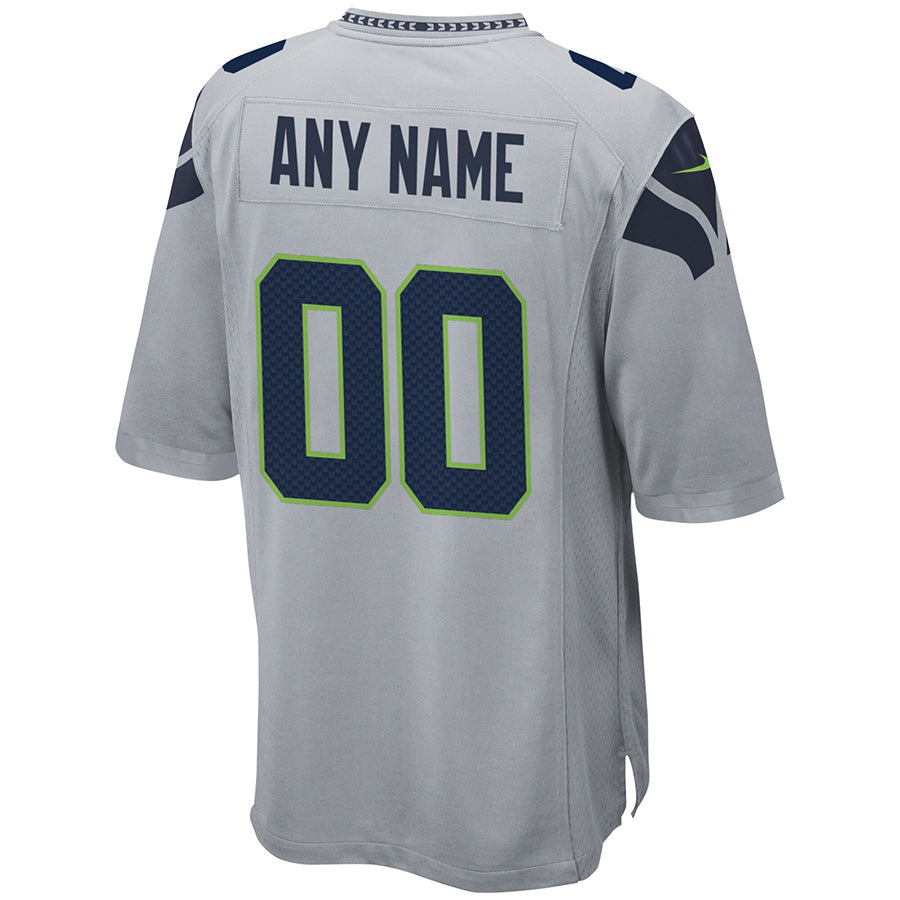 Tlead Custom S.Seahawks Gray Alternate Game Stitched Jerseys