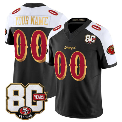 Tlead Custom SF.49ers Black-White Limited 80th Rivalries Collection Home Game Any Name & Numbers Stitched Jerseys