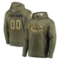 Tlead Custom SF.49ers Olive Salute to Service Pullover Hoodie Home Game Any Name & Numbers Stitched Jerseys