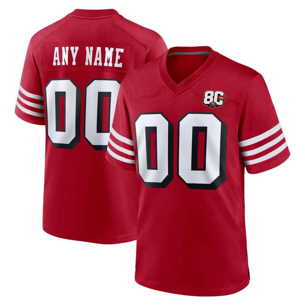 Tlead Custom SF.49ers Red Limited Alternate 80th Vapor Home Game Any Name & Numbers Stitched Jerseys