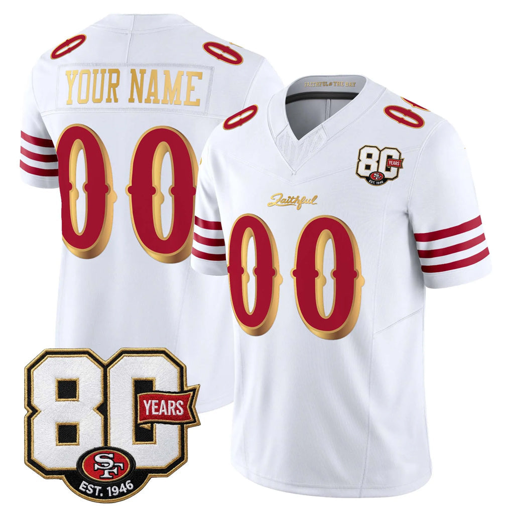 Tlead Custom SF.49ers White Limited 80th Rivalries Collection Home Game Any Name & Numbers Stitched Jerseys