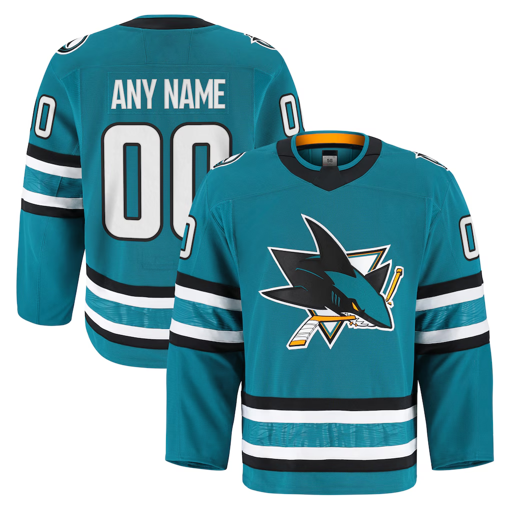Tlead Custom S.Jose Sharks Teal Home Authentic Pro Jerseys
