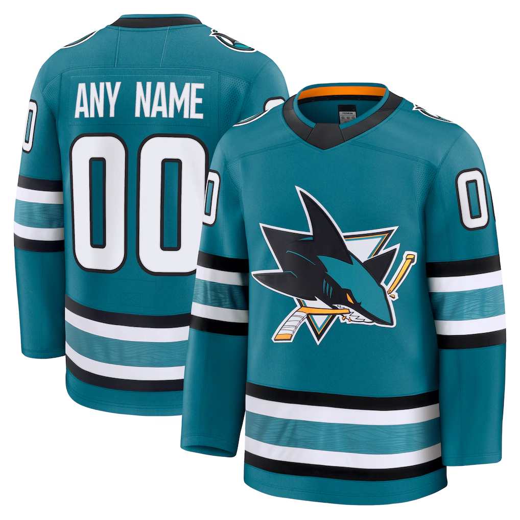 Tlead Custom S.Jose Sharks Teal Home Premium Jerseys