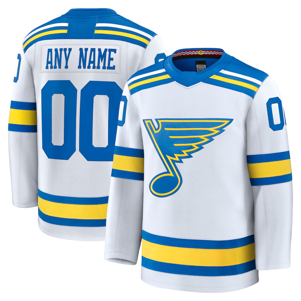 Tlead Custom St.L.Blues White Away Premium Jerseys