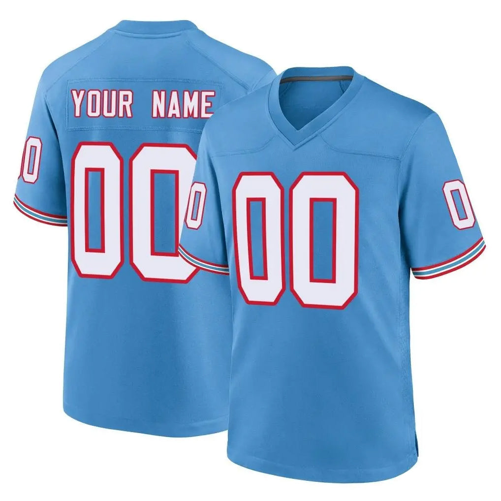 Tlead Custom T.Titans Light Blue Oilers Throwback Home Game Any Name & Numbers Stitched Jerseys