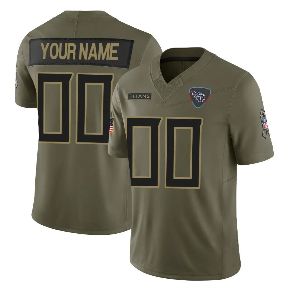 Tlead Custom T.Titans Olive Limited 2025 Salute to Service Home Game Any Name & Numbers Stitched Jerseys