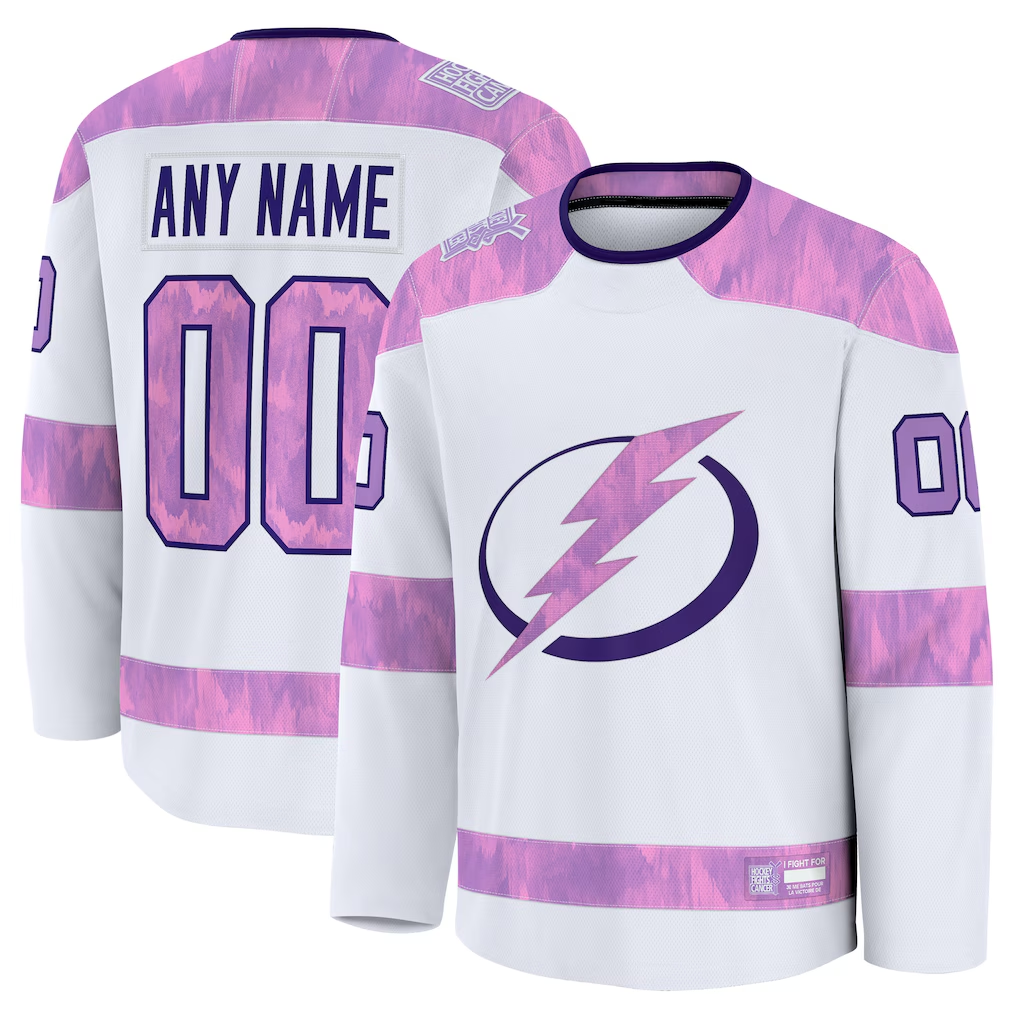 Tlead Custom TB.Lightning White 2024 Hockey Fights Cancer Practice Jerseys