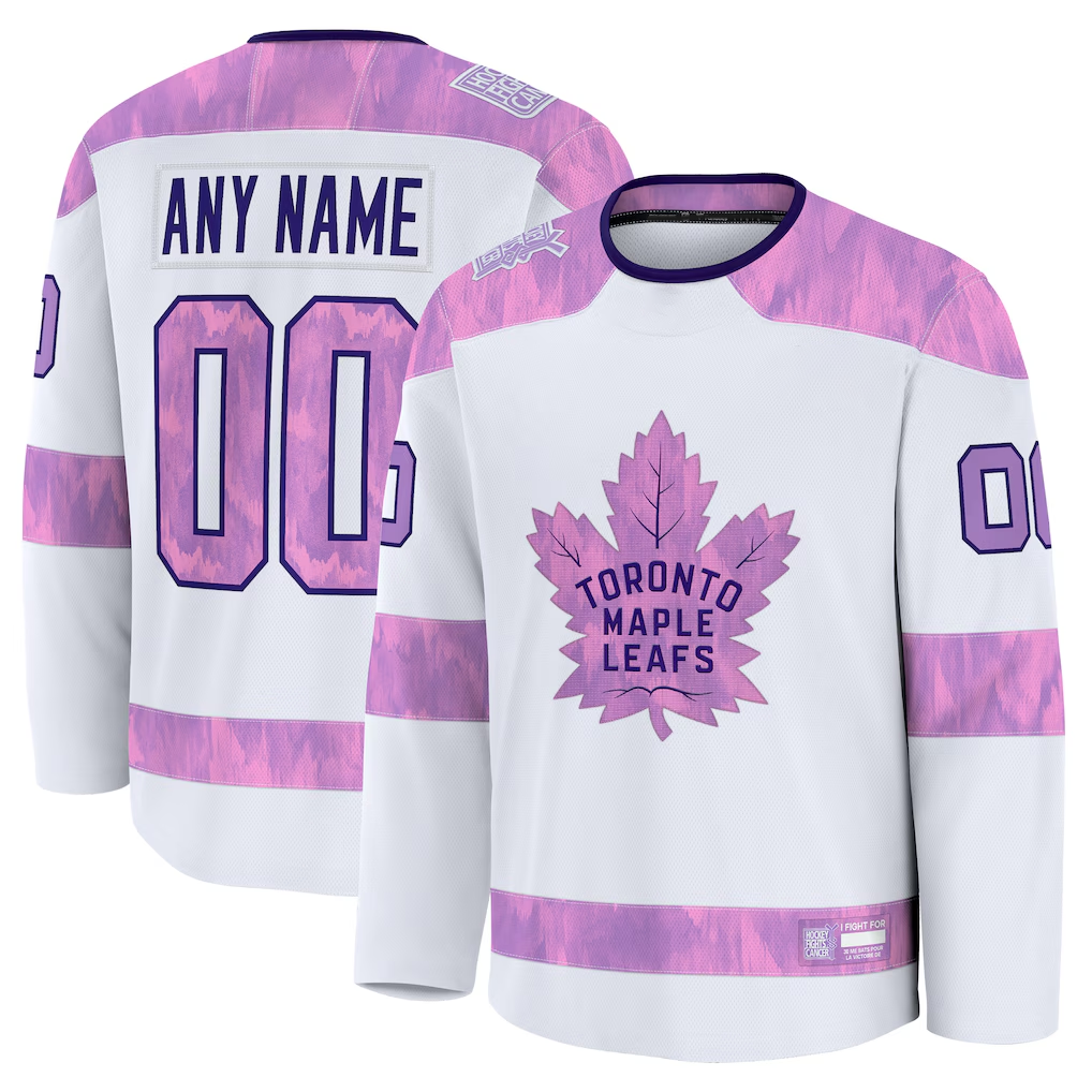Tlead Custom T.Maple Leafs White 2024 Hockey Fights Cancer Practice Jerseys