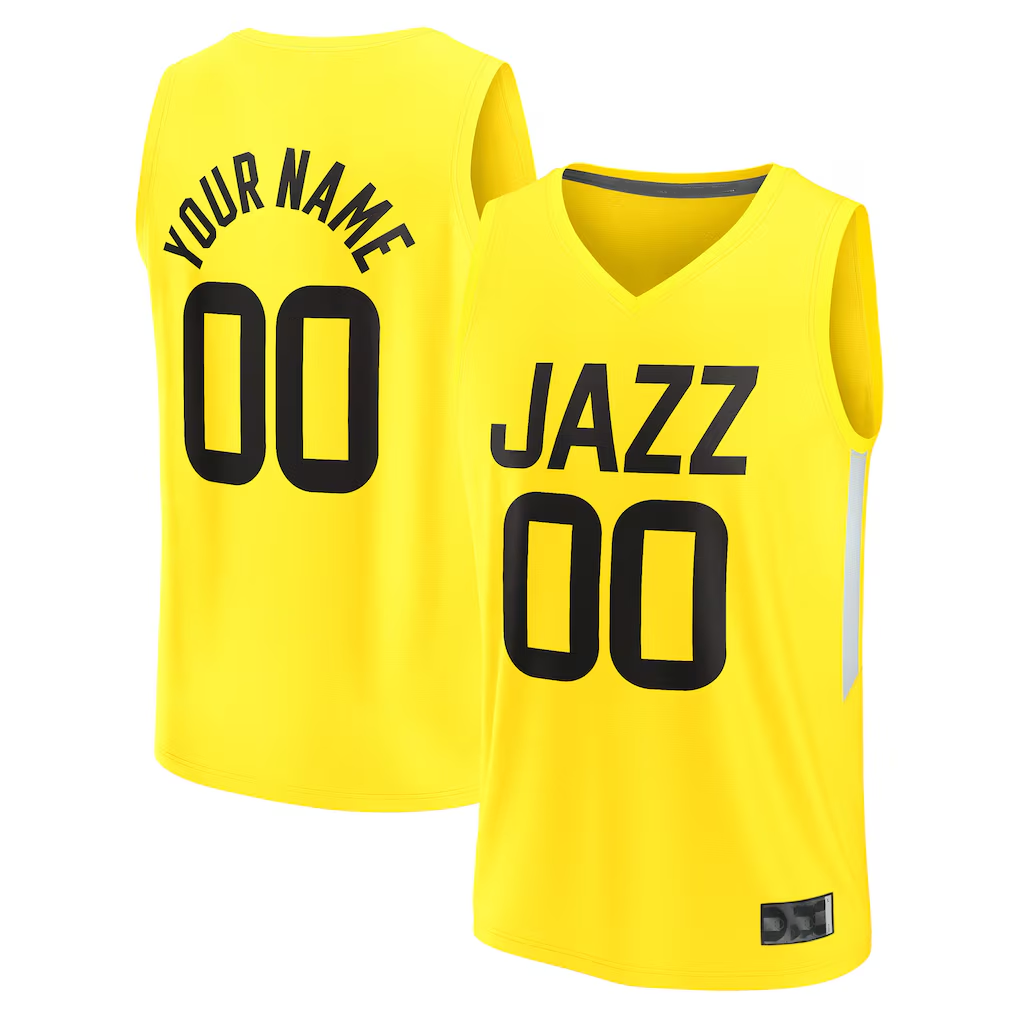 Tlead Custom U.Jazz Fanatics Yellow Fast Break Replica Jerseys - Icon Edition