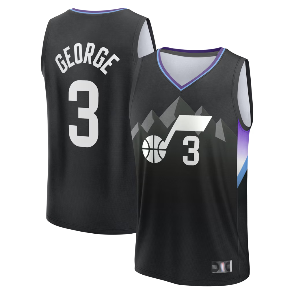 Tlead U.Jazz #3 Keyonte George Fanatics Black Fast Break Replica Jerseys - Statement Edition