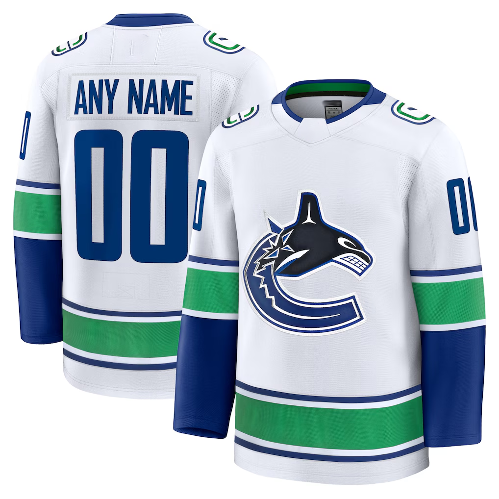 Tlead Custom V.Canucks White Away Premium Jerseys
