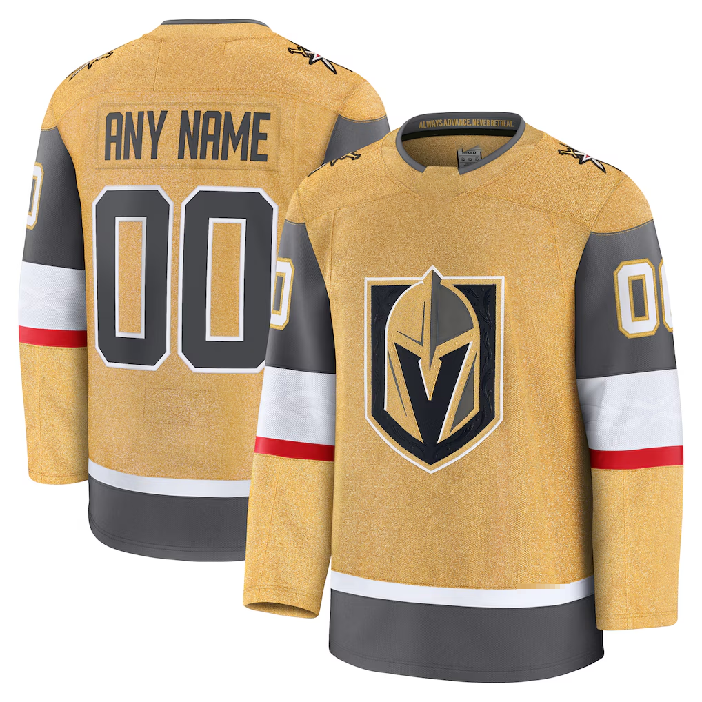 Tlead Custom V.Golden Knights Gold Home Premium Jerseys