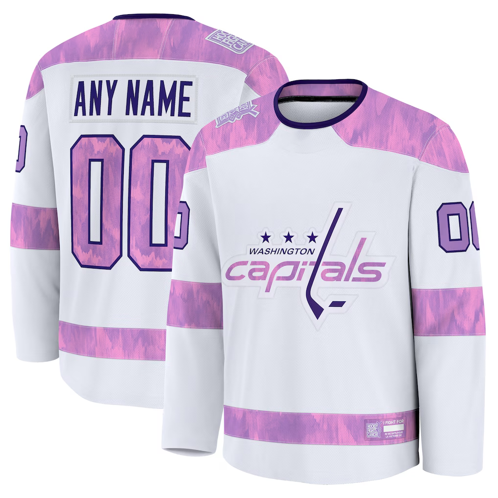 Tlead Custom W.Capitals White 2024 Hockey Fights Cancer Practice Jerseys