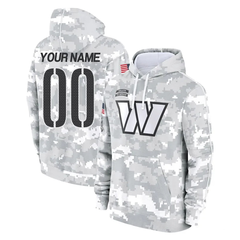Tlead Custom W.Commanders Arctic Camo Limited Salute to Service Pullover Hoodies Game Any Name & Numbers Stitched Jerseys